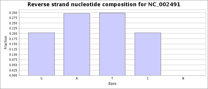 Nucleotide composition on the reverse strand